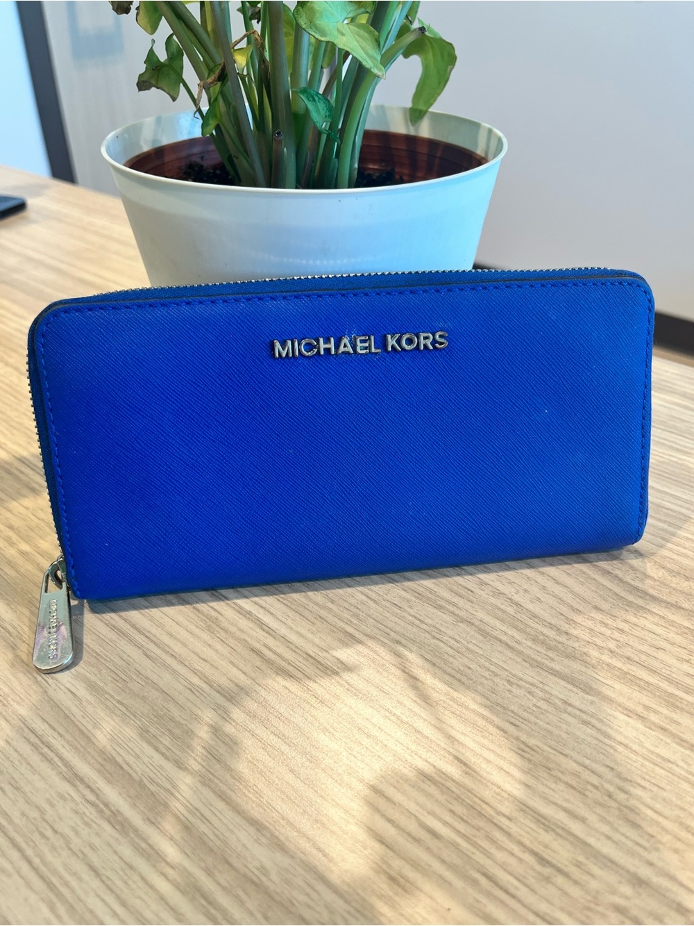 Michael Kors Blue Long Zip Wallet